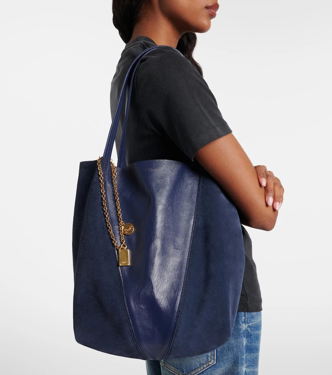 Chloé - Chloé Spin leather and suede tote bag
