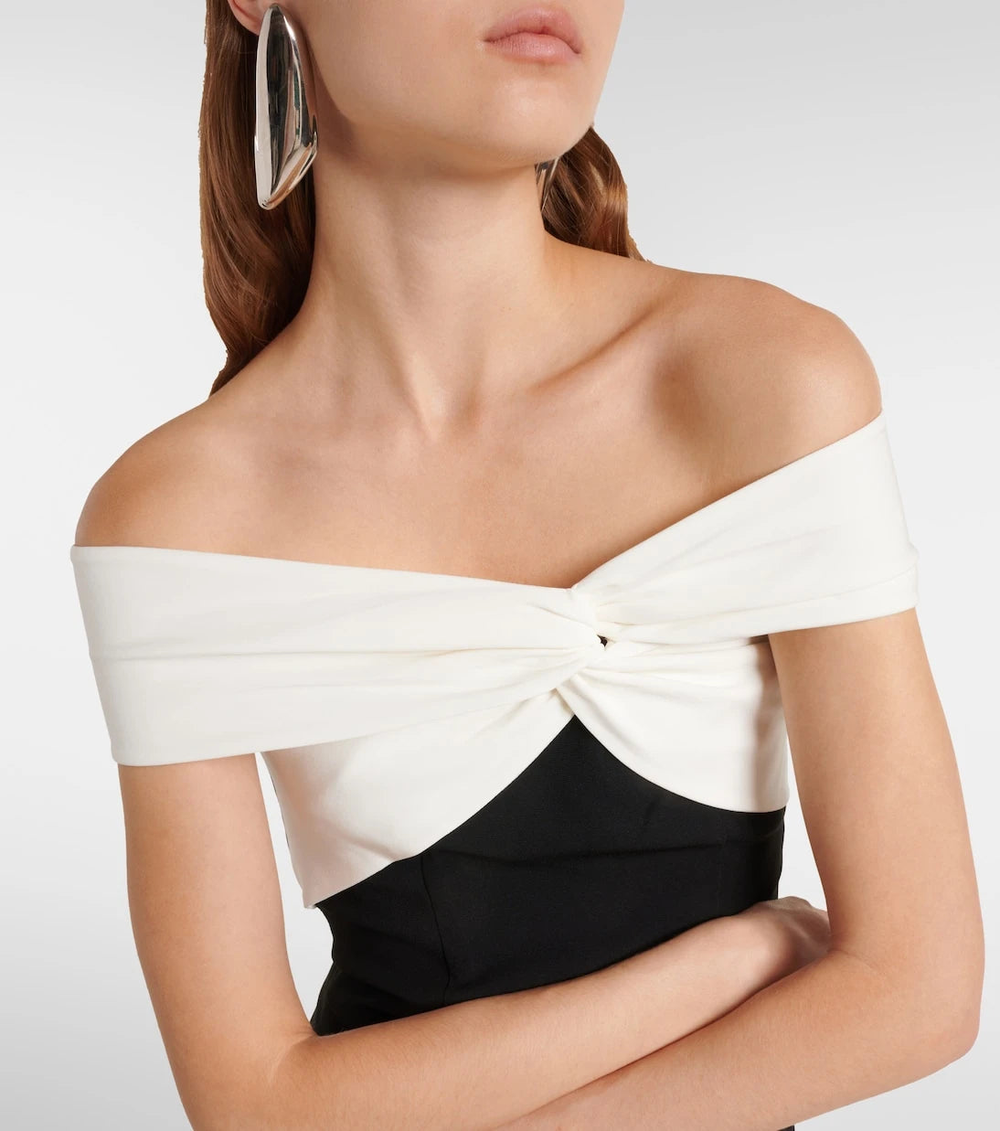 Roland Mouret - Colorblocked gathered cady top