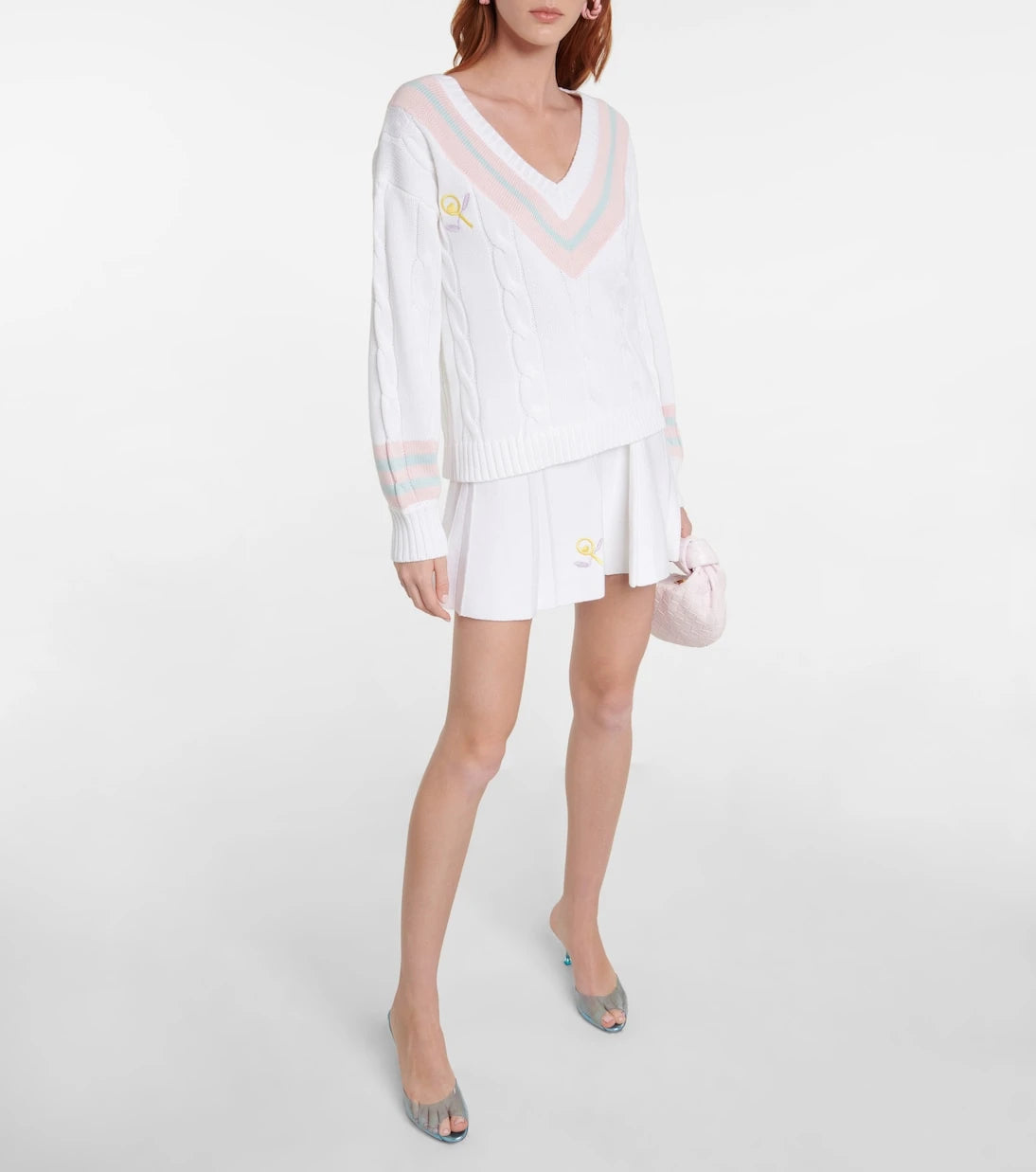 LoveShackFancy - Roz embroidered pleated miniskirt