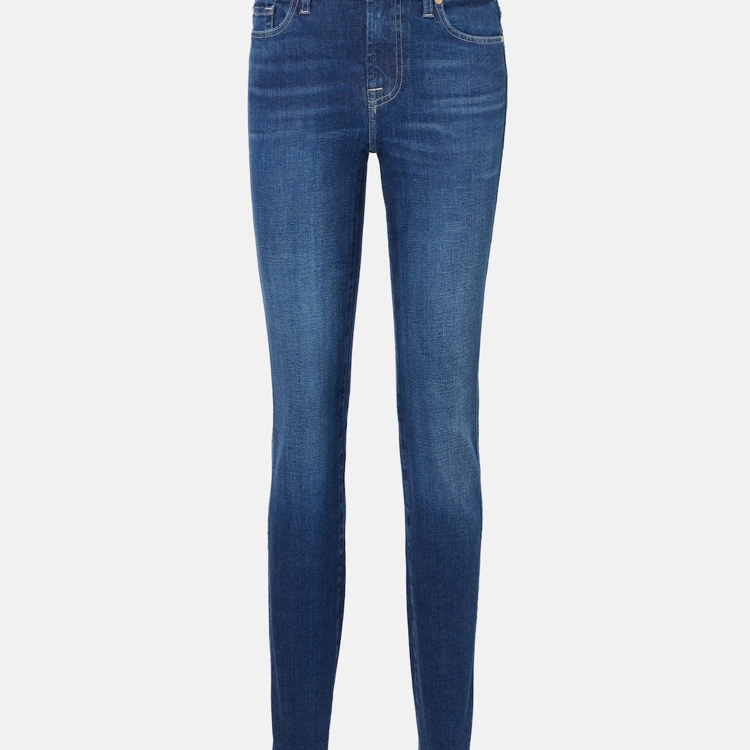 7 For All Mankind - بنطلون جينز كيمي بقصة مستقيمة وخصر مرتفع