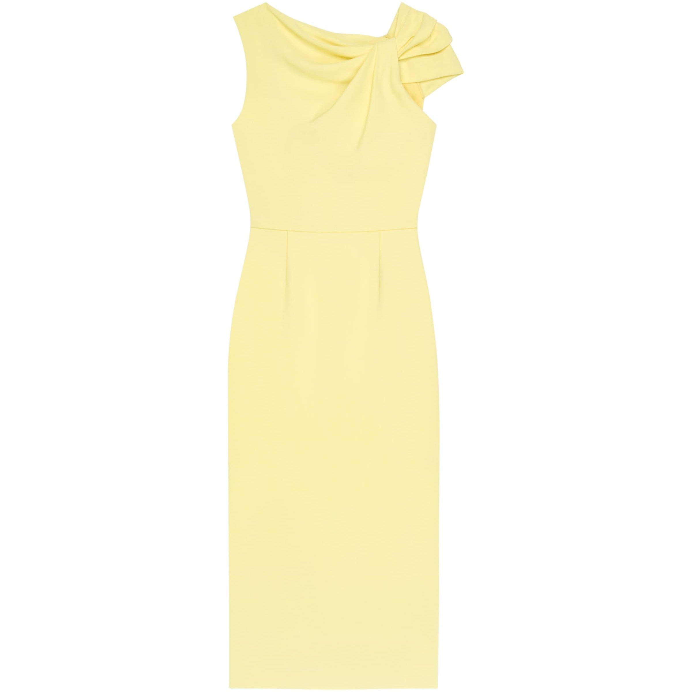 Givenchy Yellow Crepe Draped Midi Dress