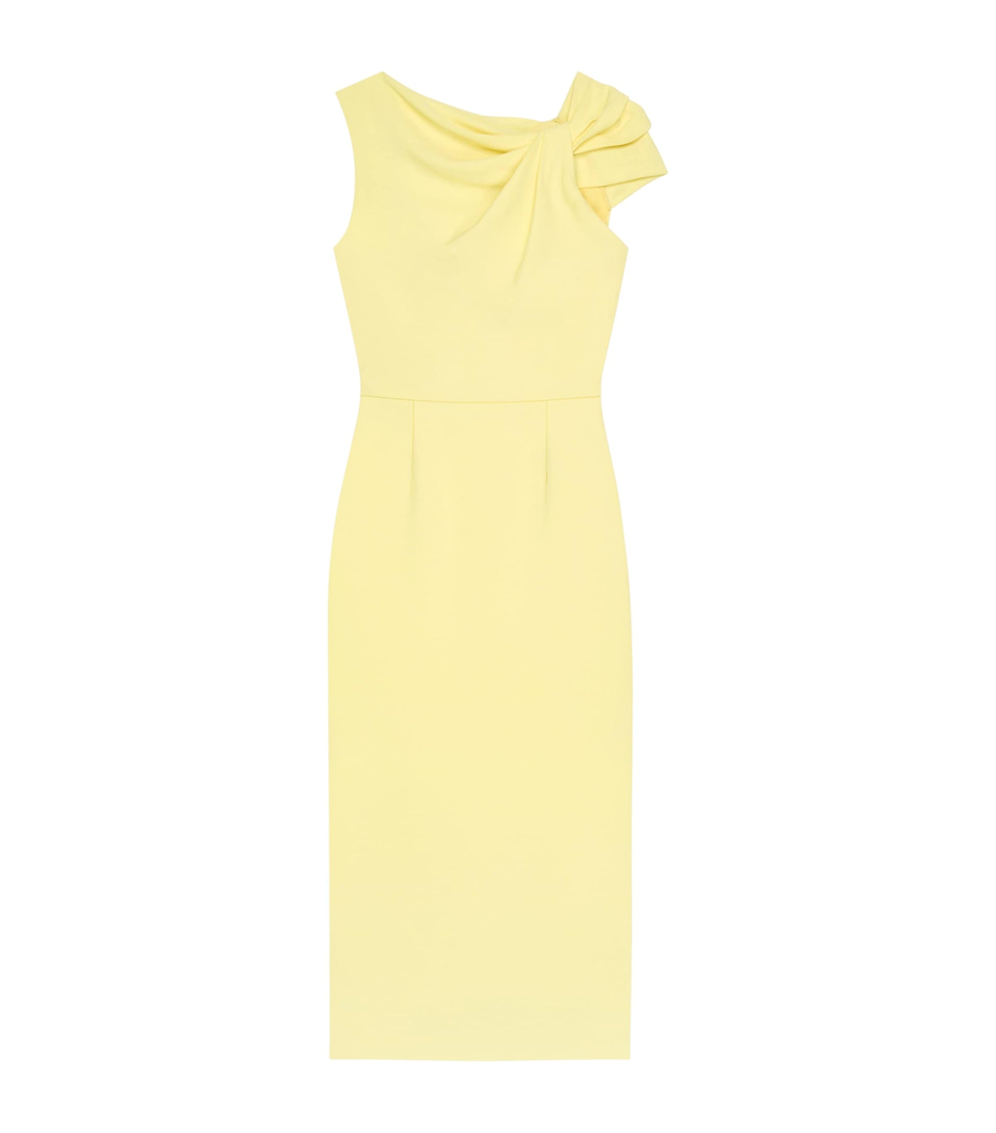 Givenchy Yellow Crepe Draped Midi Dress