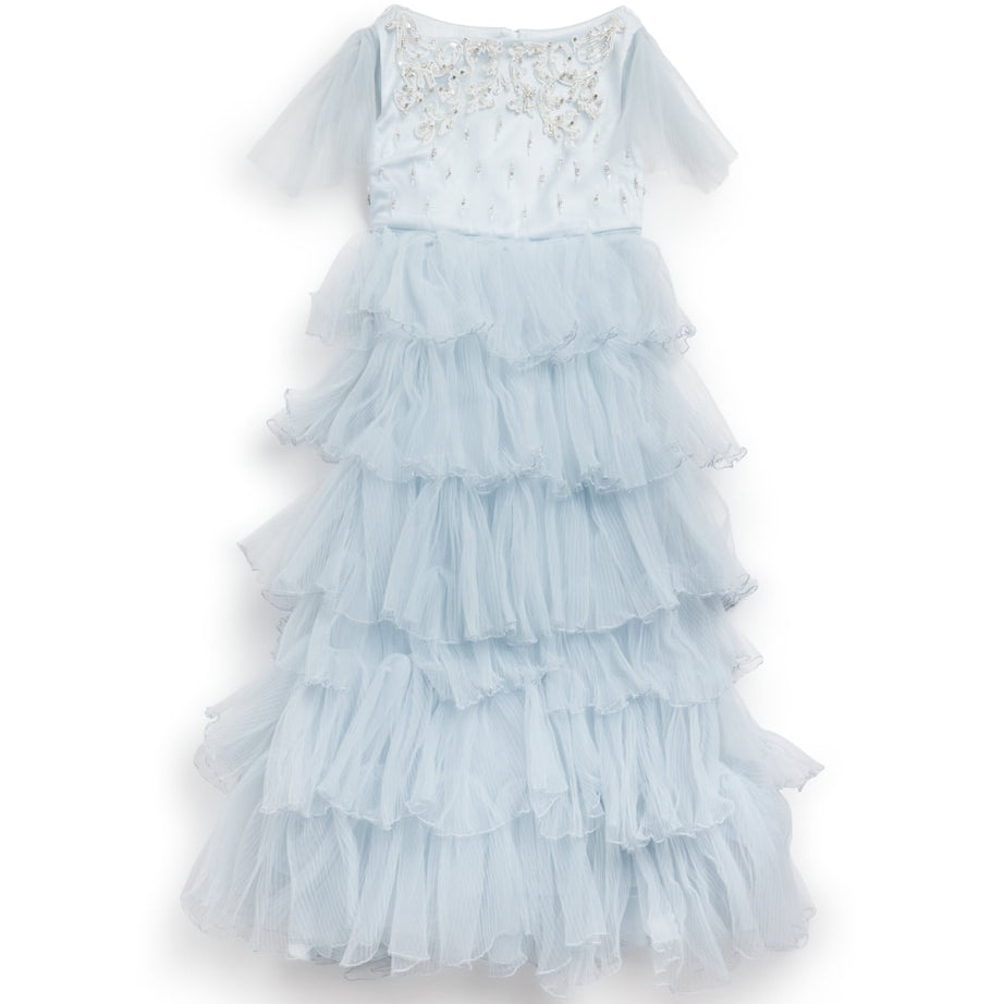 MAISON AVA Blue Ruffled Embellished Dress (2-14 Years)