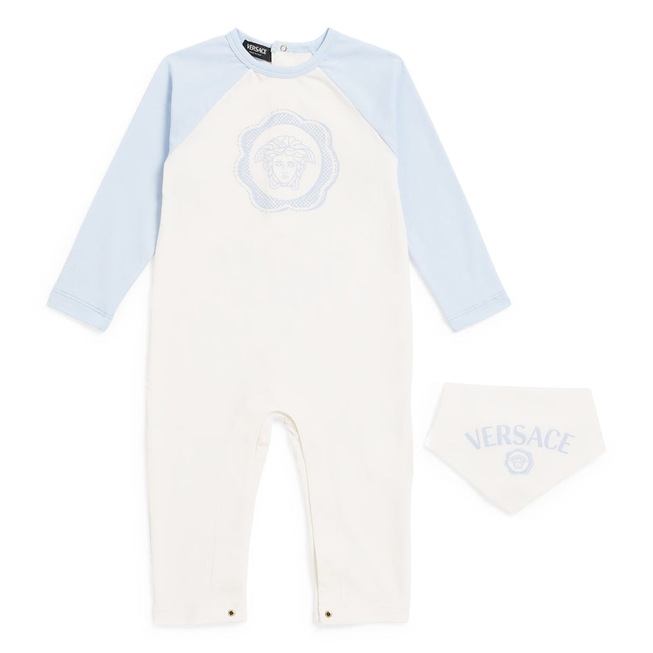 Versace Kids Cotton Logo All-In-One and Bandana Gift Set (1-18 Months)