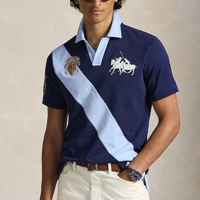 Памучна тениска с яка Polo Ralph Lauren
