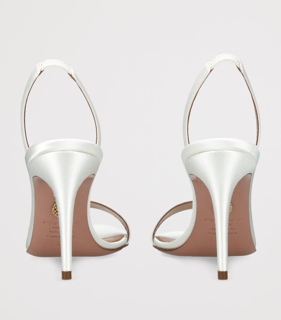 Aquazzura White Satin So Nude Slingback Sandals 85