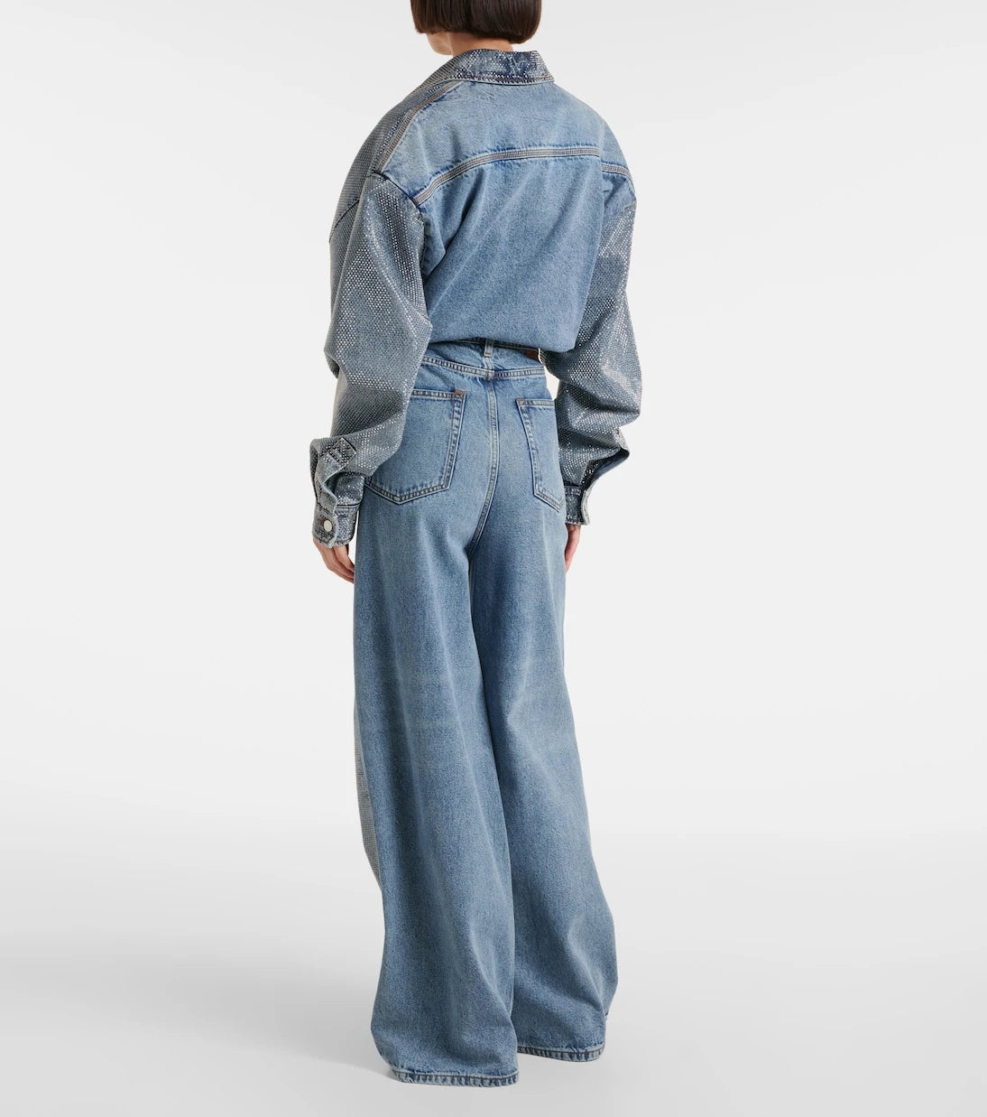 Stella McCartney - Crystal-embellished wide-leg jeans