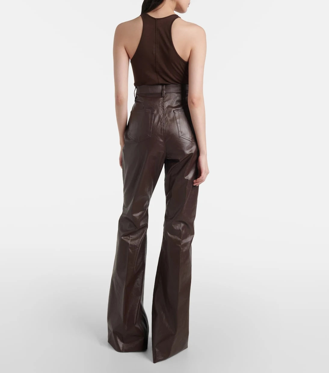 Rick Owens - High-rise coated canvas straight pants