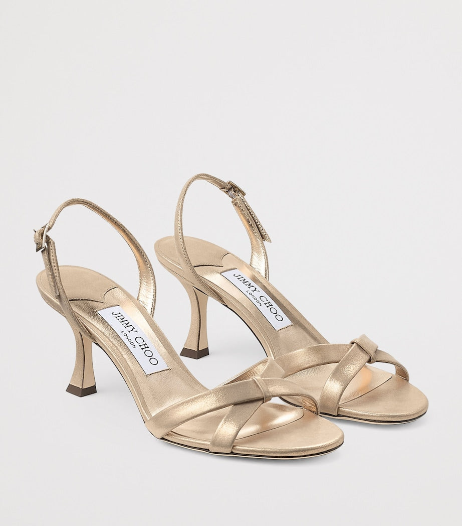 Gold Elsy 70 Metallic Leather Sandals