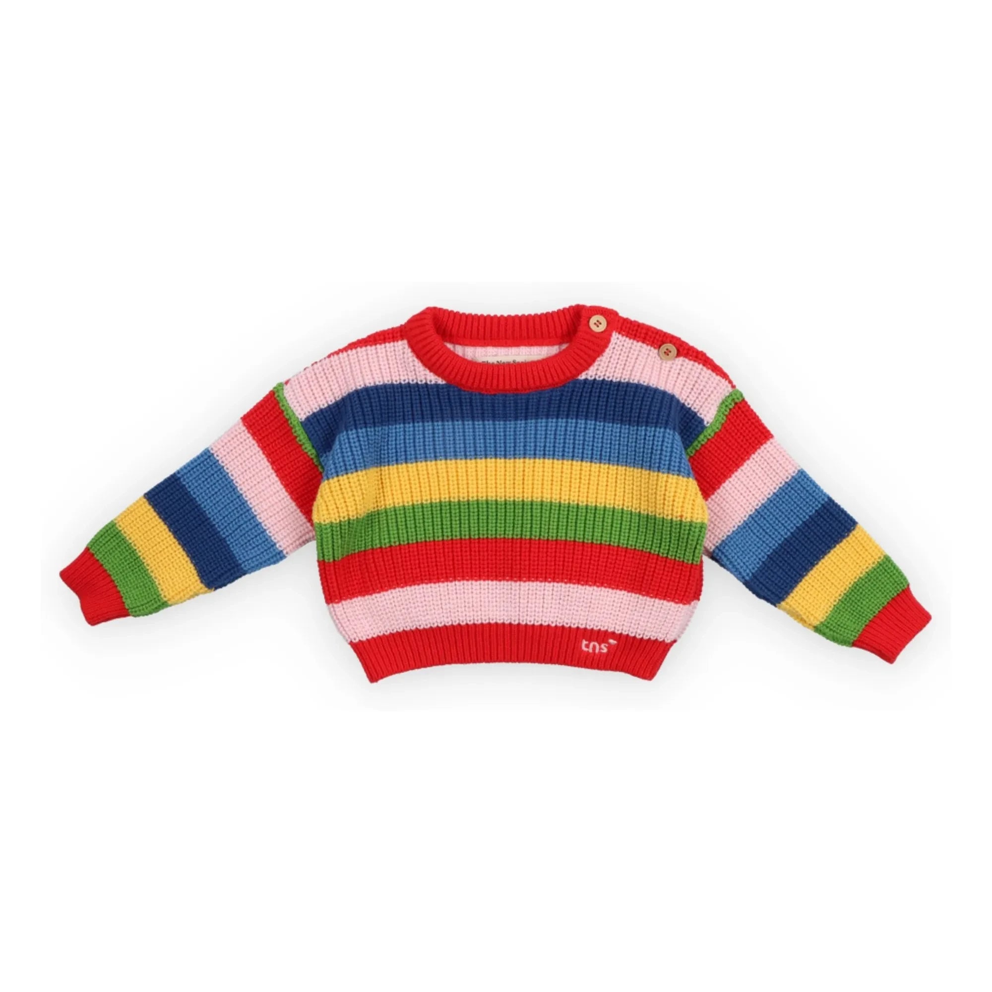the new society - Canela Striped Organic Cotton Sweater | Red