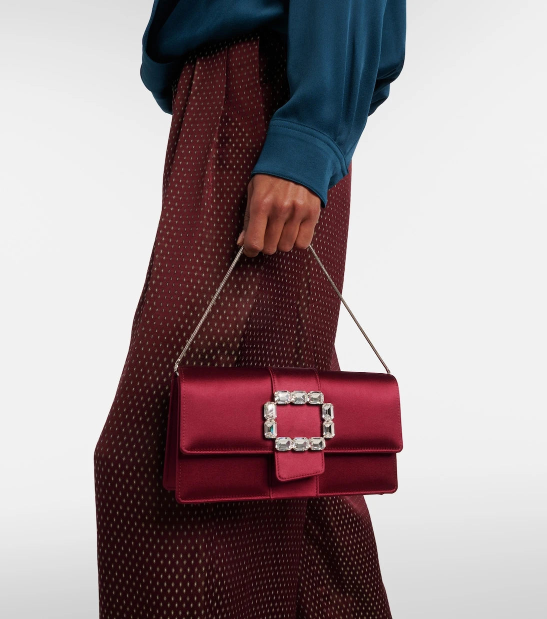 Manolo Blahnik - Maycapjou embellished satin clutch