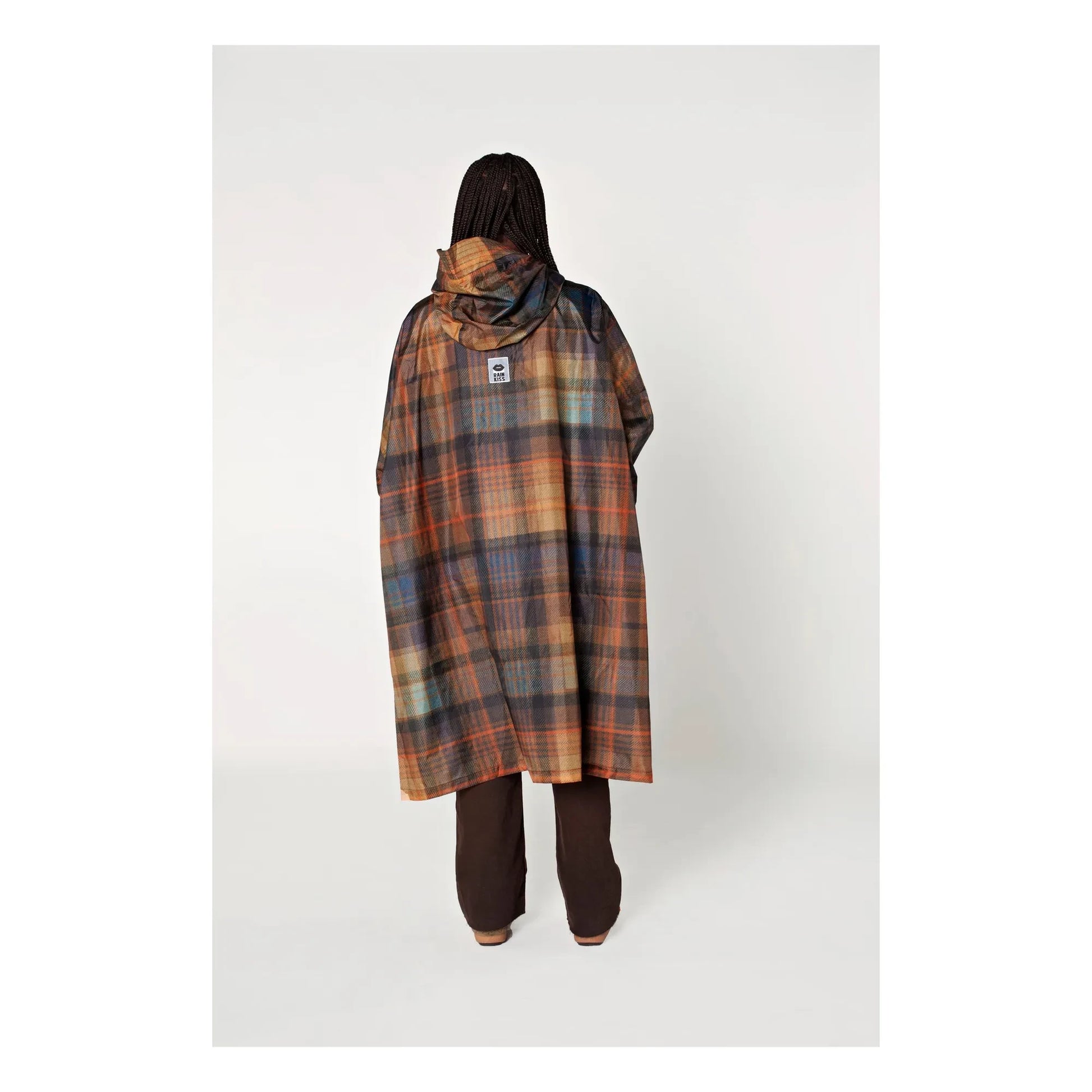 Rainkiss - Tartan raincoat cape - Women's collection | Orange