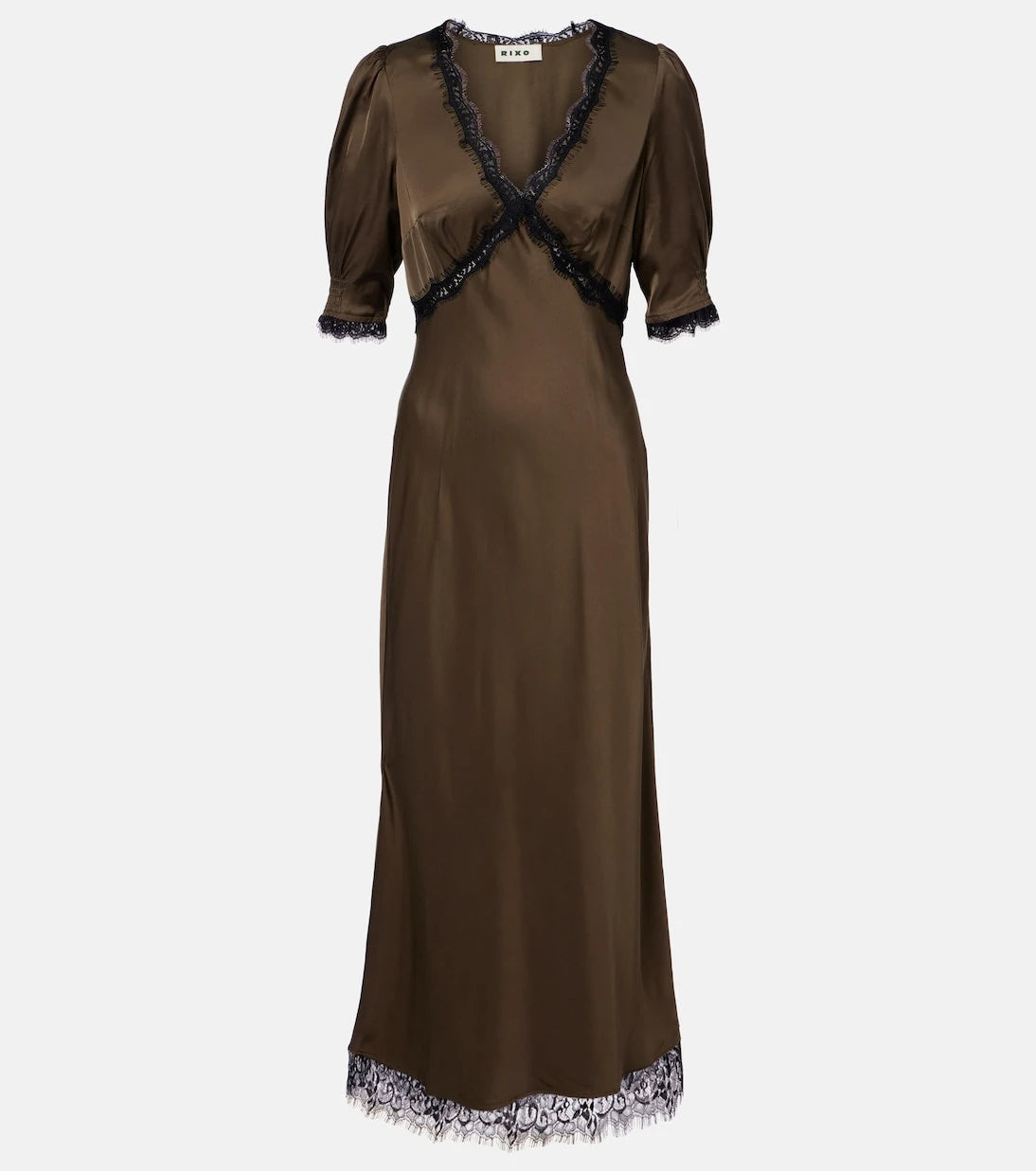 Rixo - Annina lace-trimmed satin midi dress
