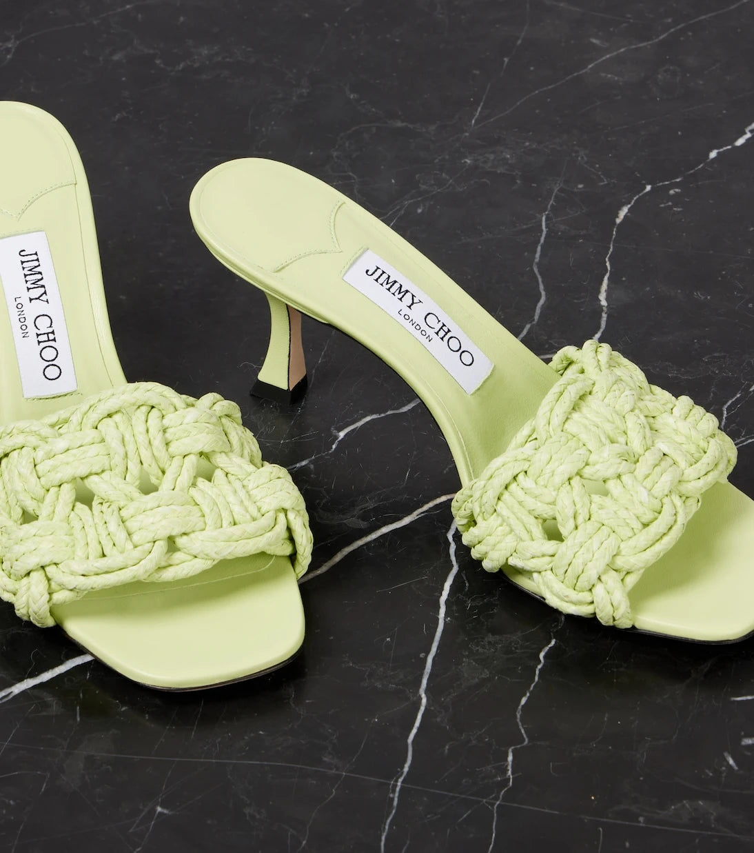 Jimmy Choo - Chara 70 woven raffia mules