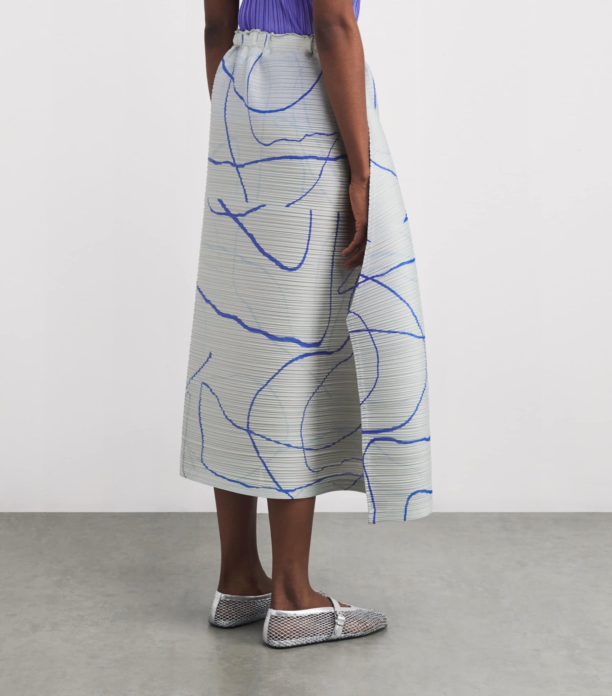 Printed Pause Midi Skirt GREY