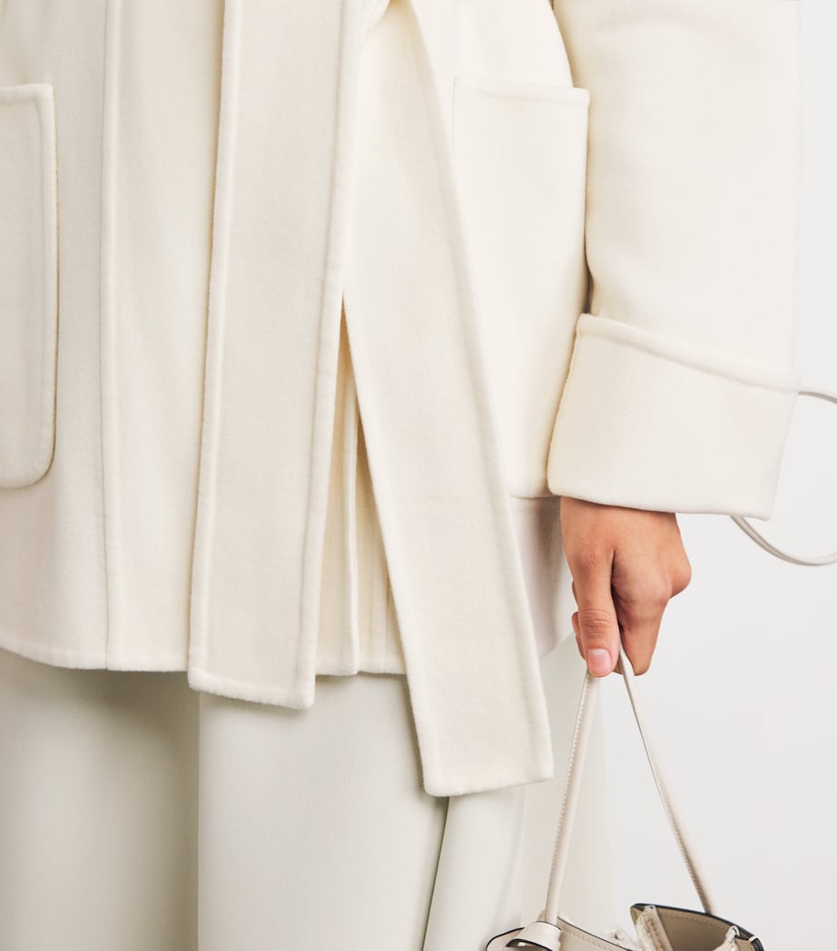 Eleventy White Wool Reversible Wrap Coat