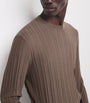 Emporio Armani Brown Virgin Wool Jacquard Stripe Sweater