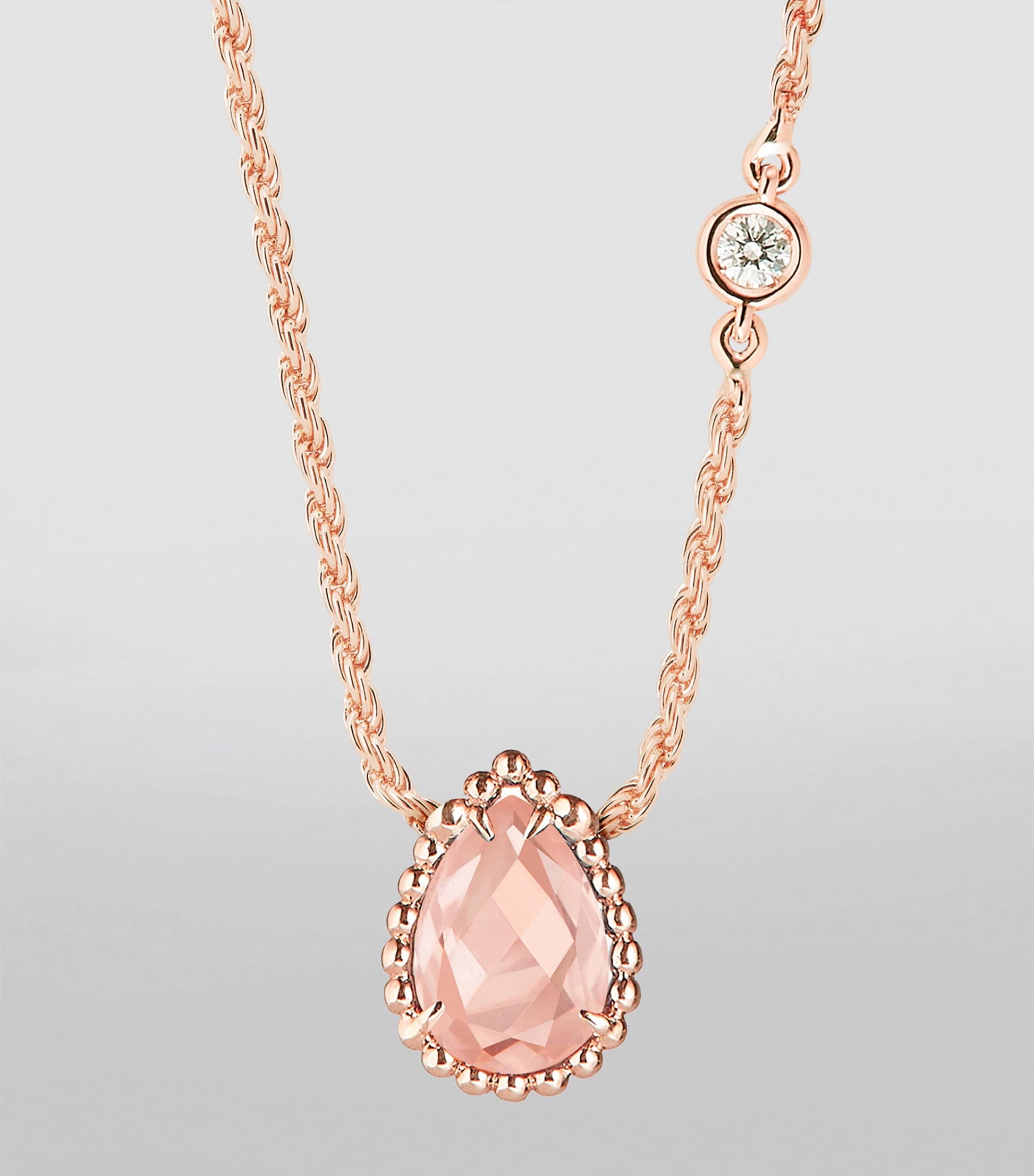 Rose Gold, Diamond and Pink Quartz Serpent Bohème Necklace