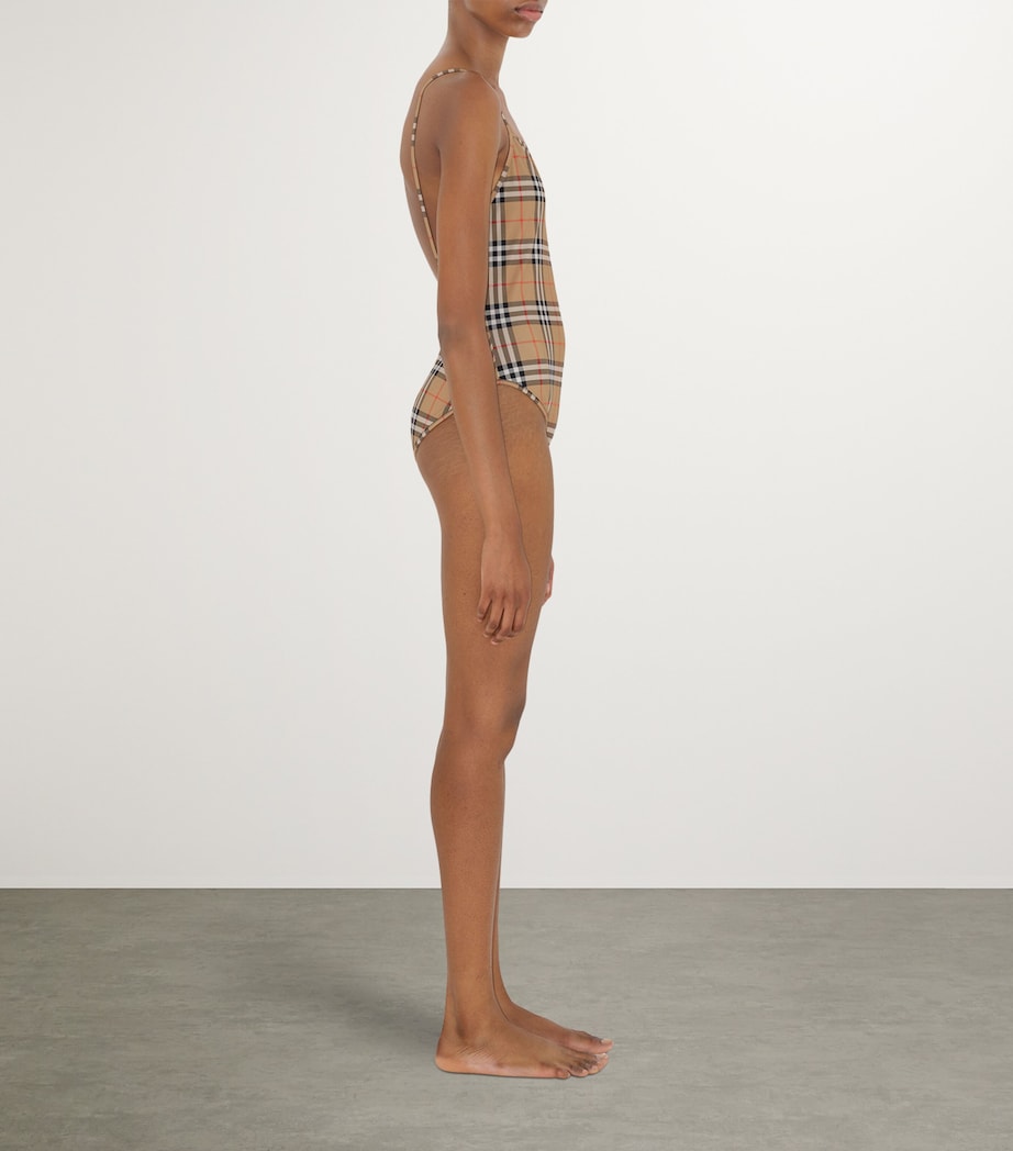 Beige Check Swimsuit