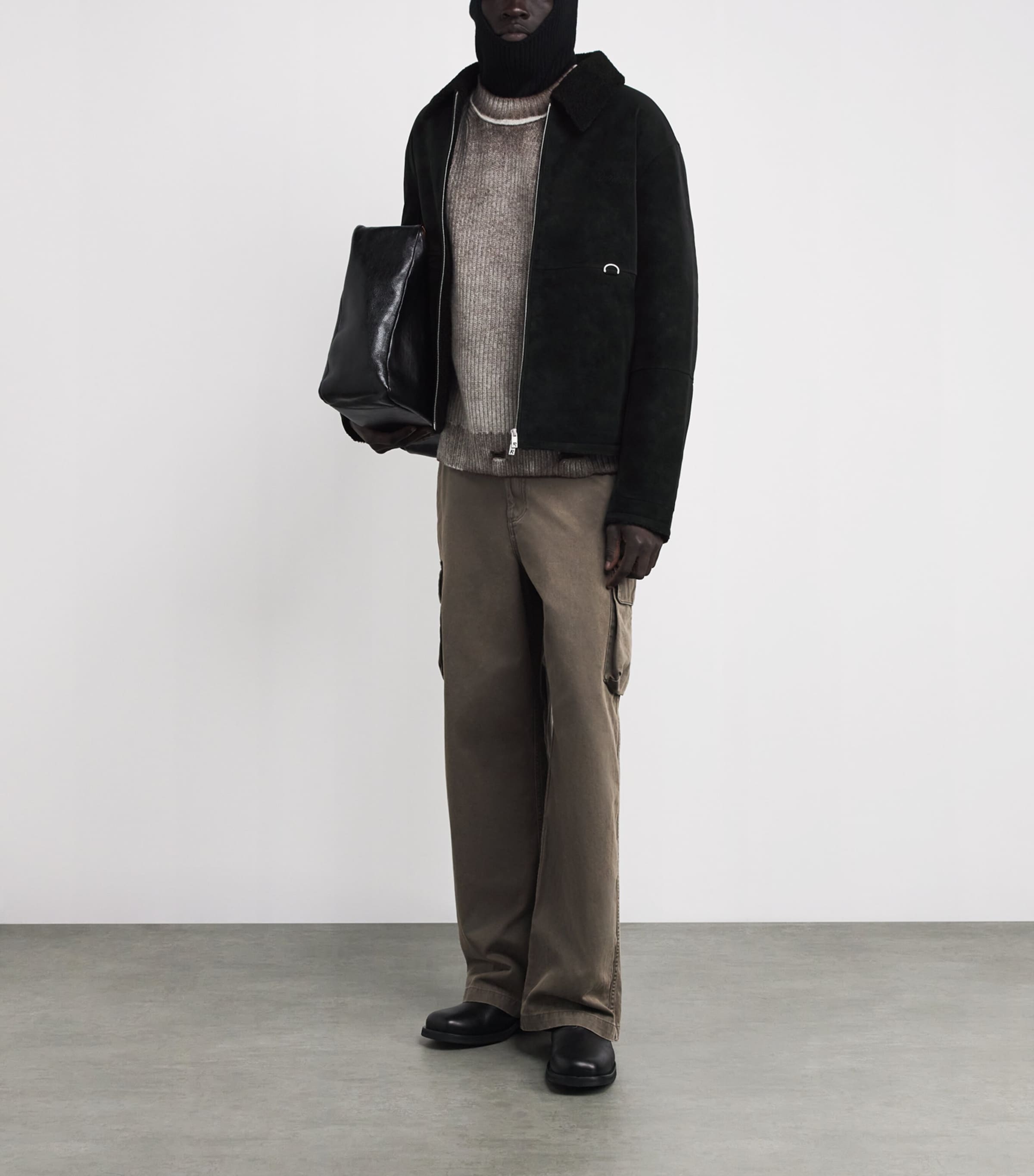 Represent Black Faux Shearling Bomber Jacket