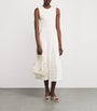 Maje White Pointelle Beaded Midi Dress