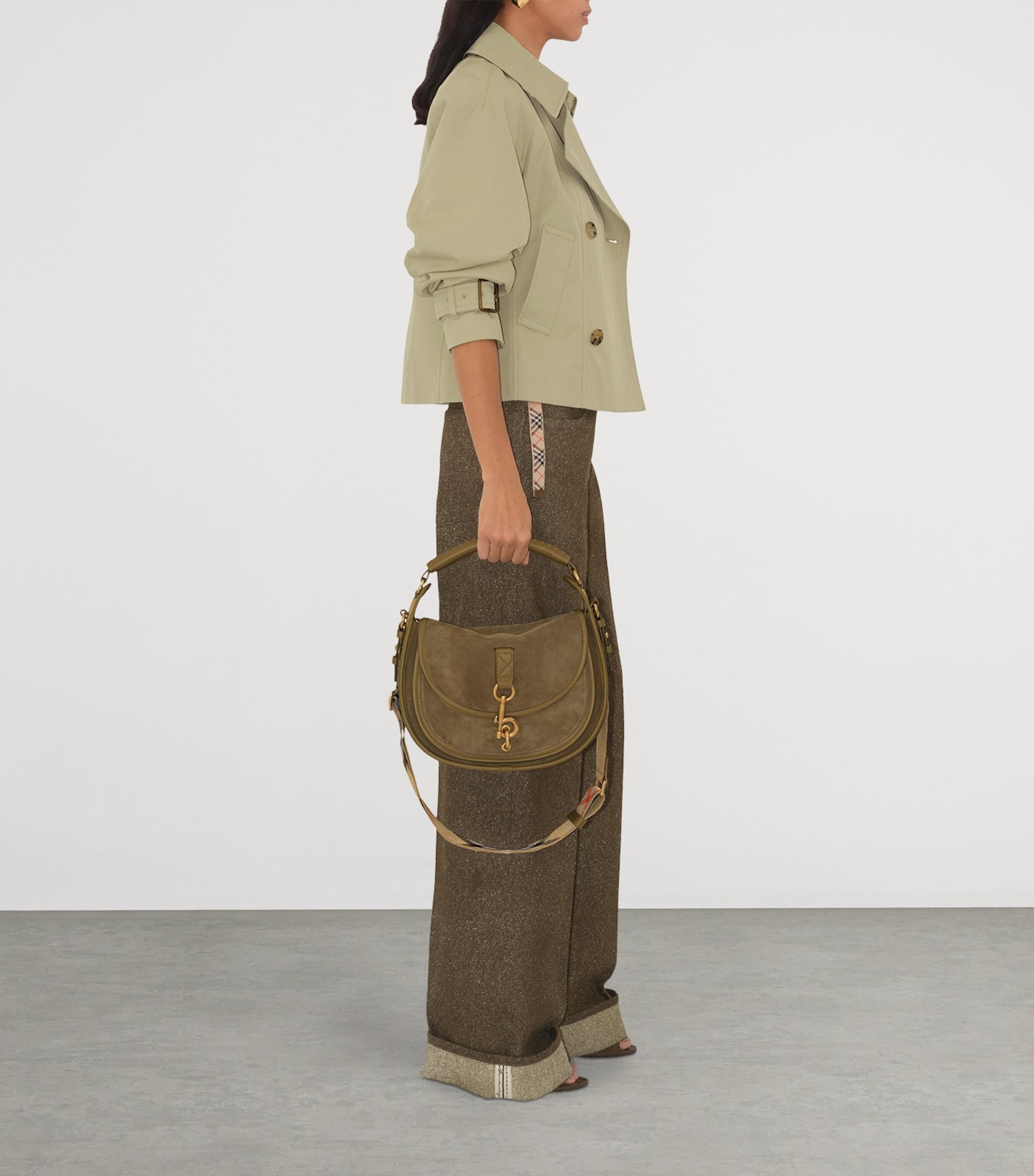 Burberry Small Suede B Clip Messenger Bag