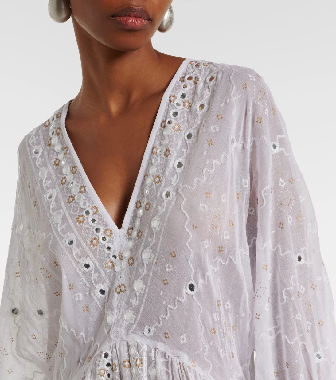 Juliet Dunn - Embellished cotton maxi dress
