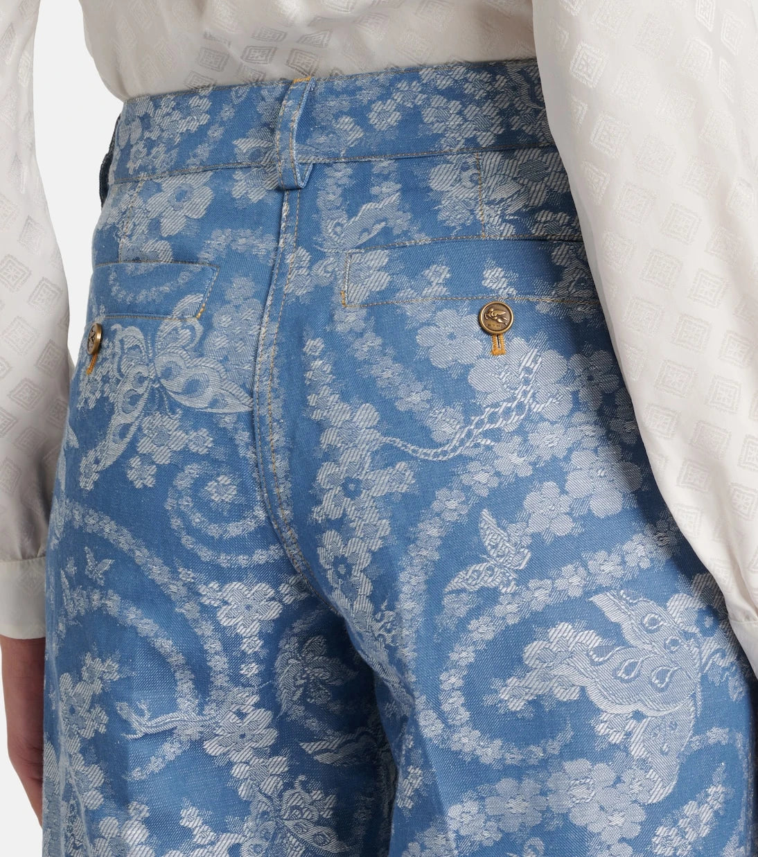 Etro - Printed cotton and linen wide-leg pants