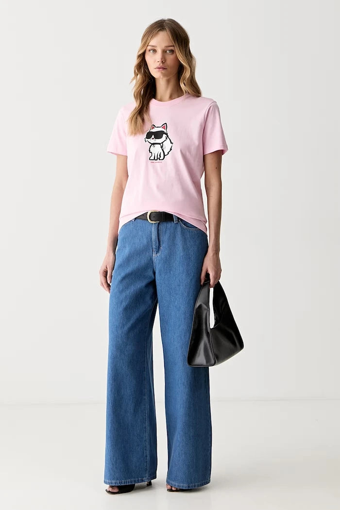Karl Lagerfeld kadın pamuklu tişört IKON SKETCH
