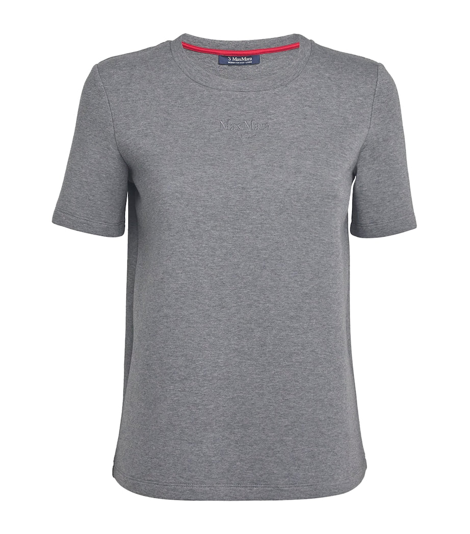 Max Mara Grey Cotton Jersey Logo T-Shirt