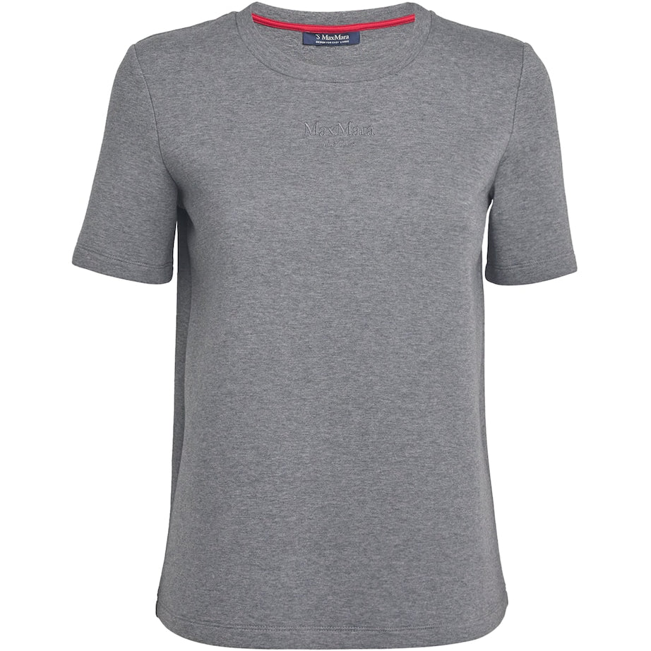 Max Mara Grey Cotton Jersey Logo T-Shirt