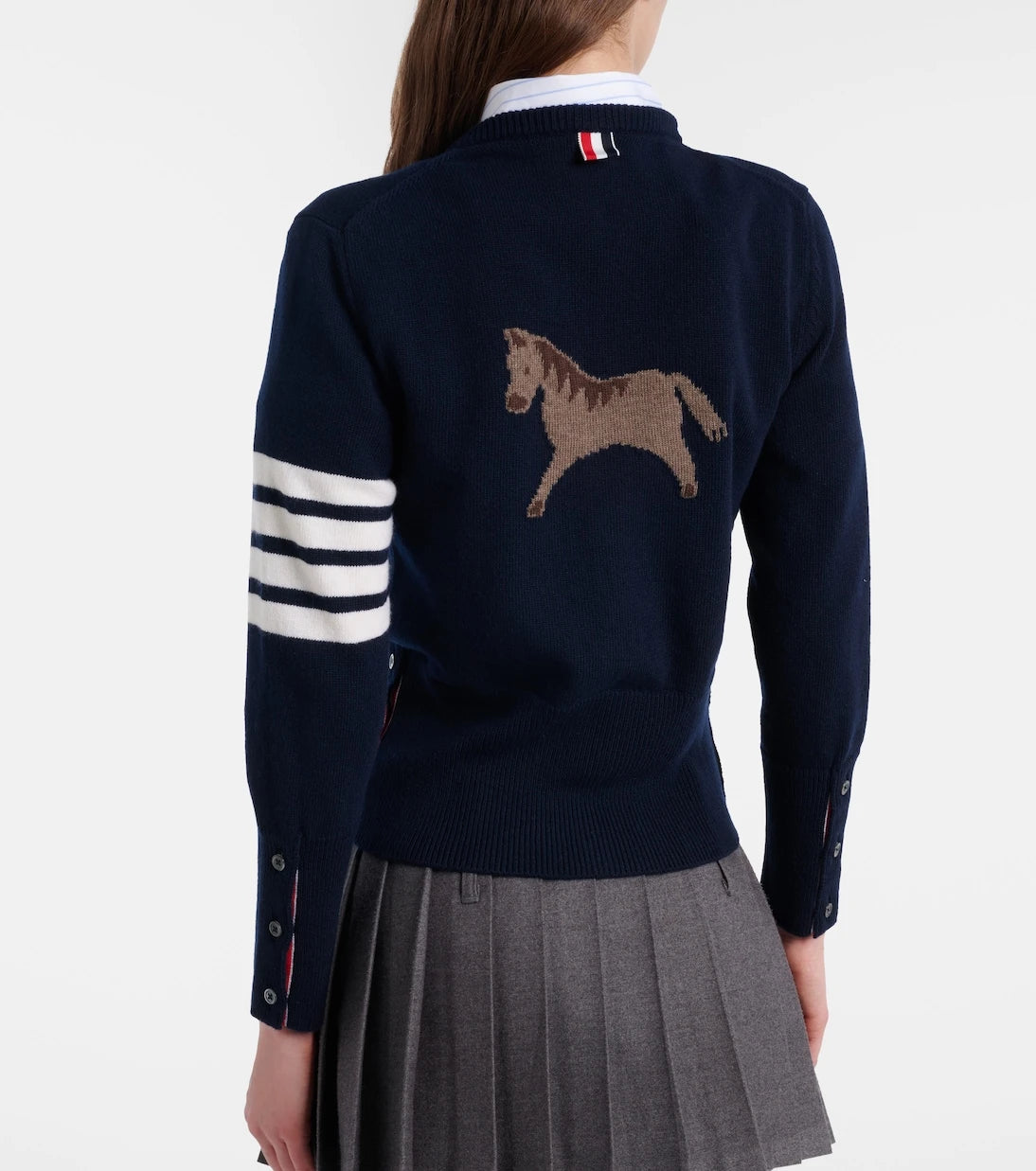 Thom Browne - 4-Bar intarsia virgin wool cardigan