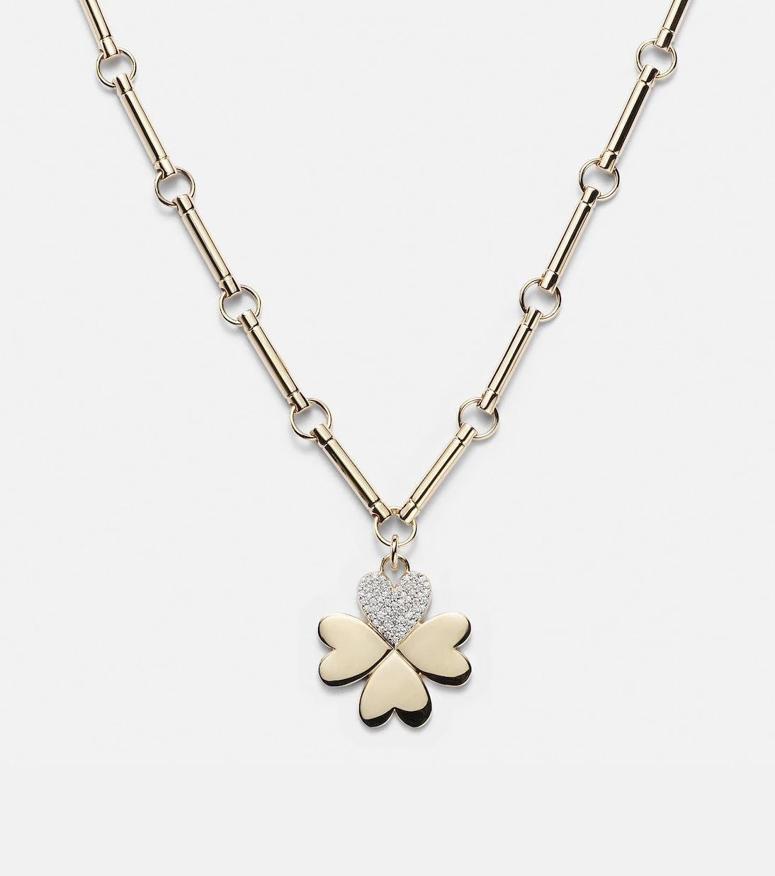 FoundRae - Four Heart Clover 18kt gold necklace with diamonds