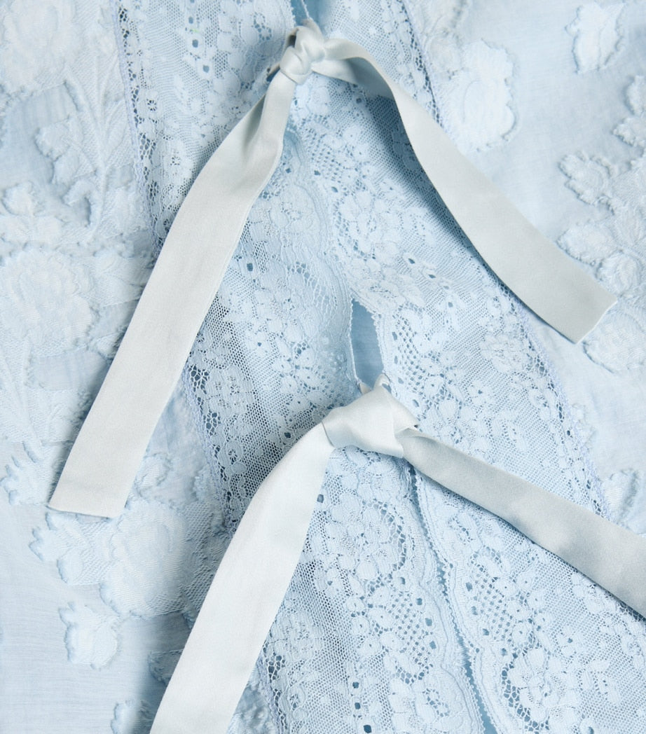 Blue Lace-Trim Clarissa Trousers