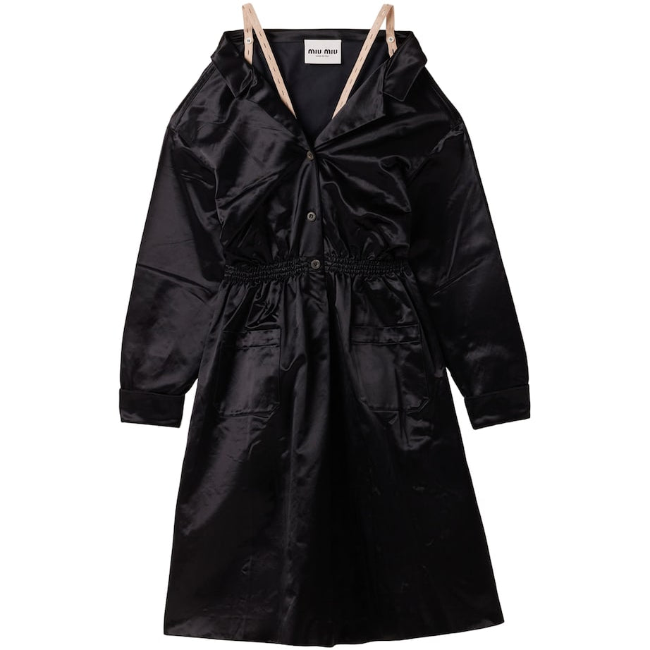 Miu Miu Black Satin Shirt Dress