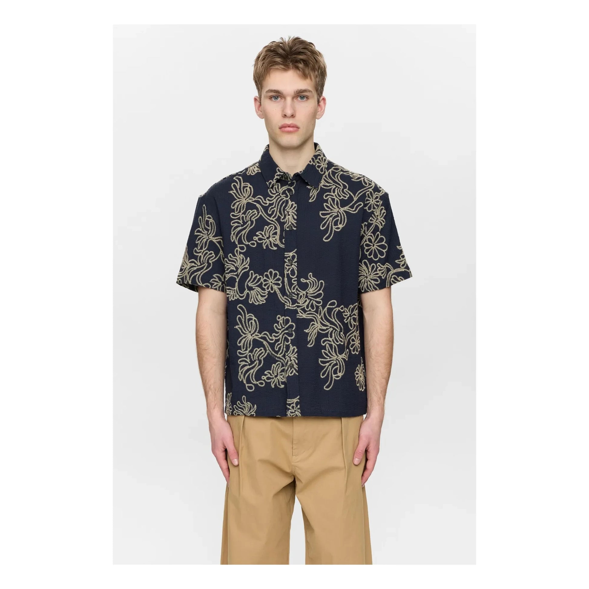 Anerkjendt - Akotto Emb shirt | Dark Blue