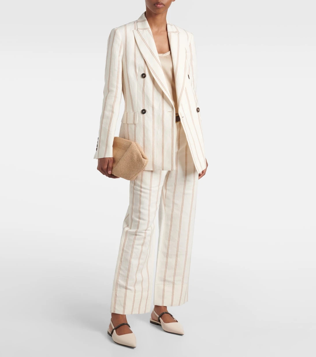 Brunello Cucinelli - Striped linen and cotton blazer