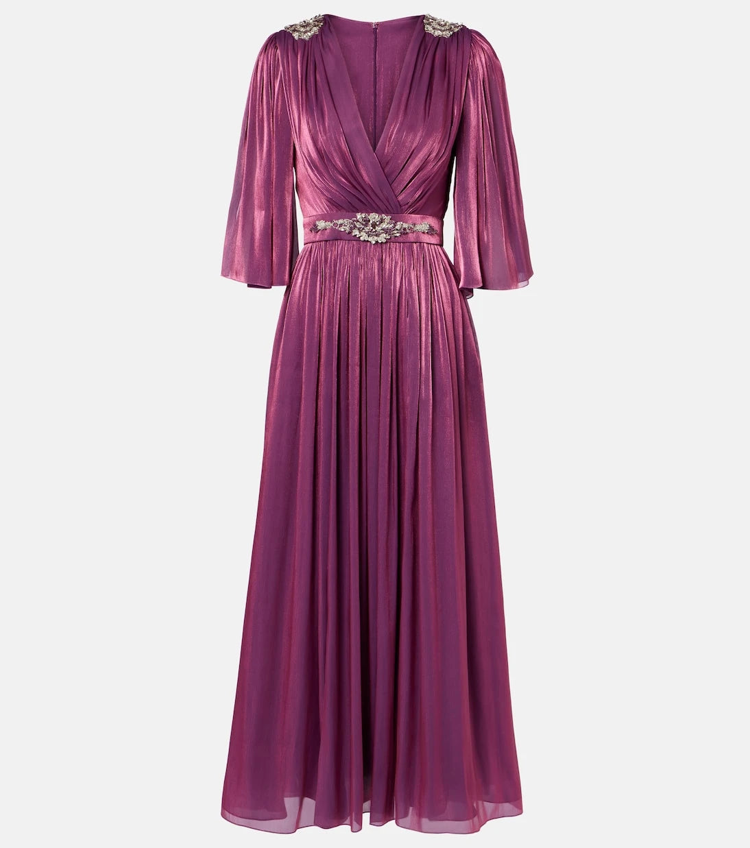Costarellos - Embellished Lurex georgette gown