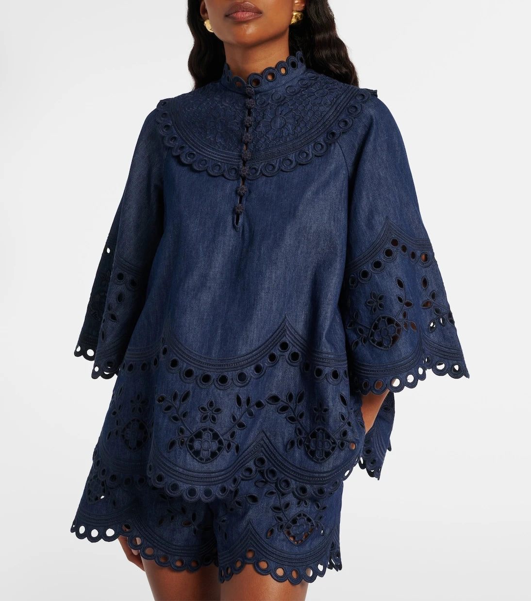 Zimmermann - Mahon broderie anglaise denim top