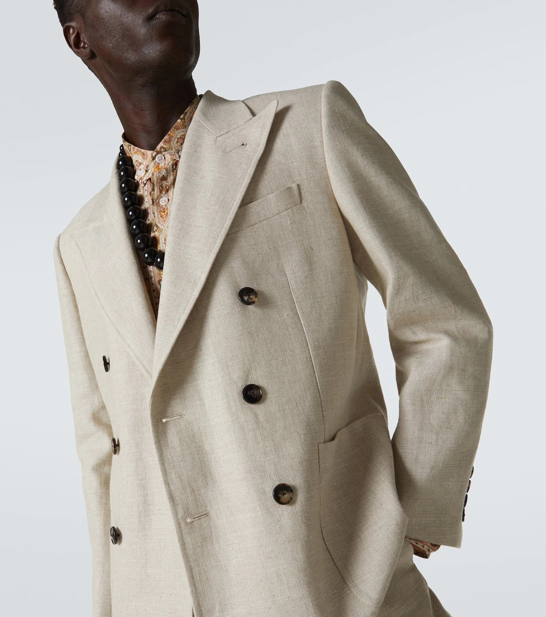 Valentino - Double-breasted linen-blend blazer