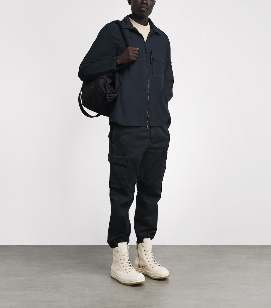 Stone Island Navy Cotton 2-Way Zip Overshirt