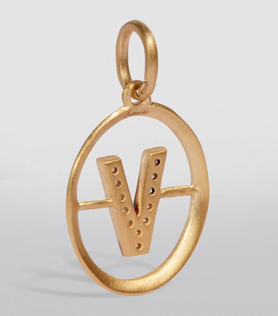 Annoushka Yellow Gold and Diamond Initial V Pendant