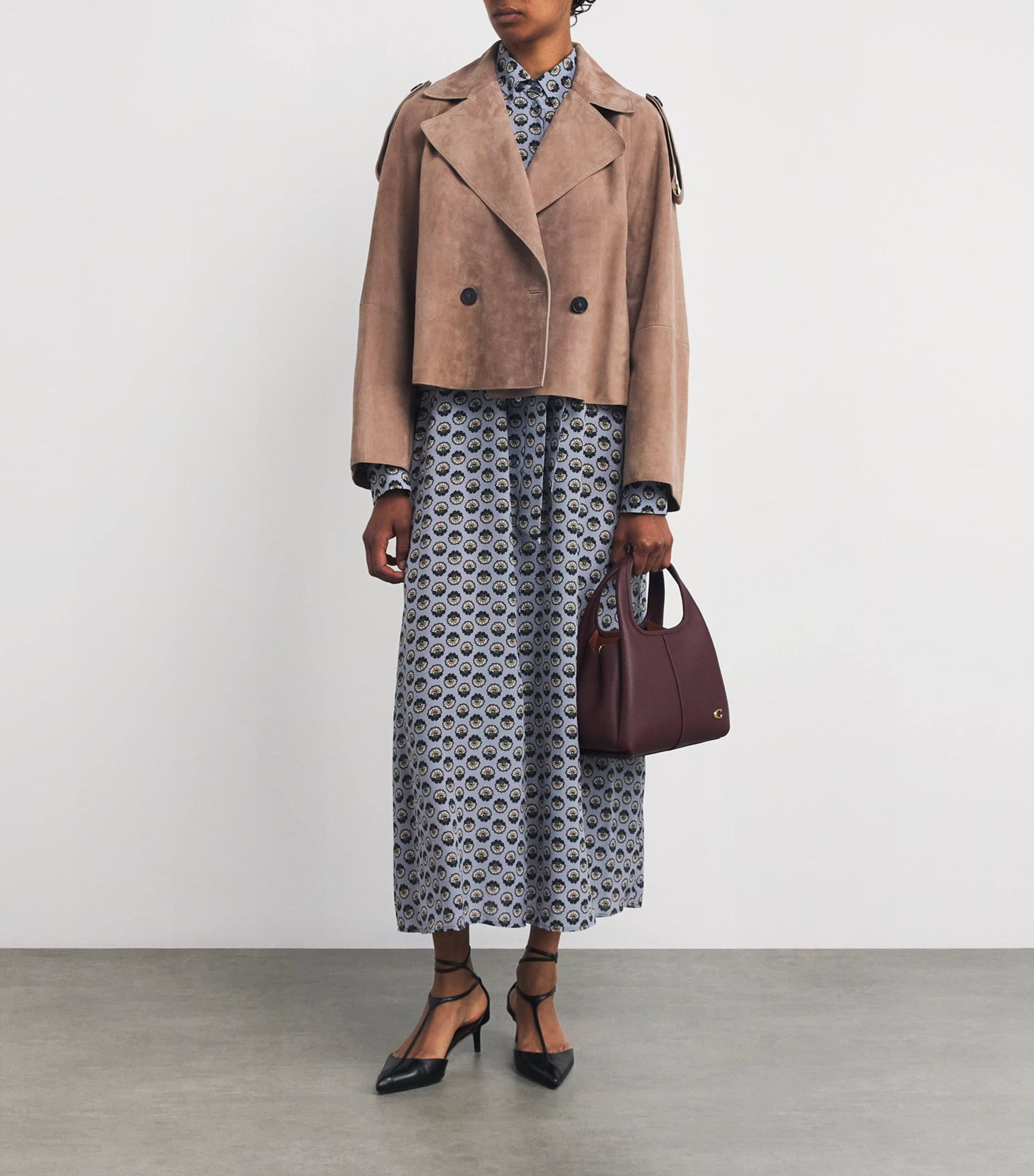 Weekend Max Mara Brown Suede Short-Line Trench Coat