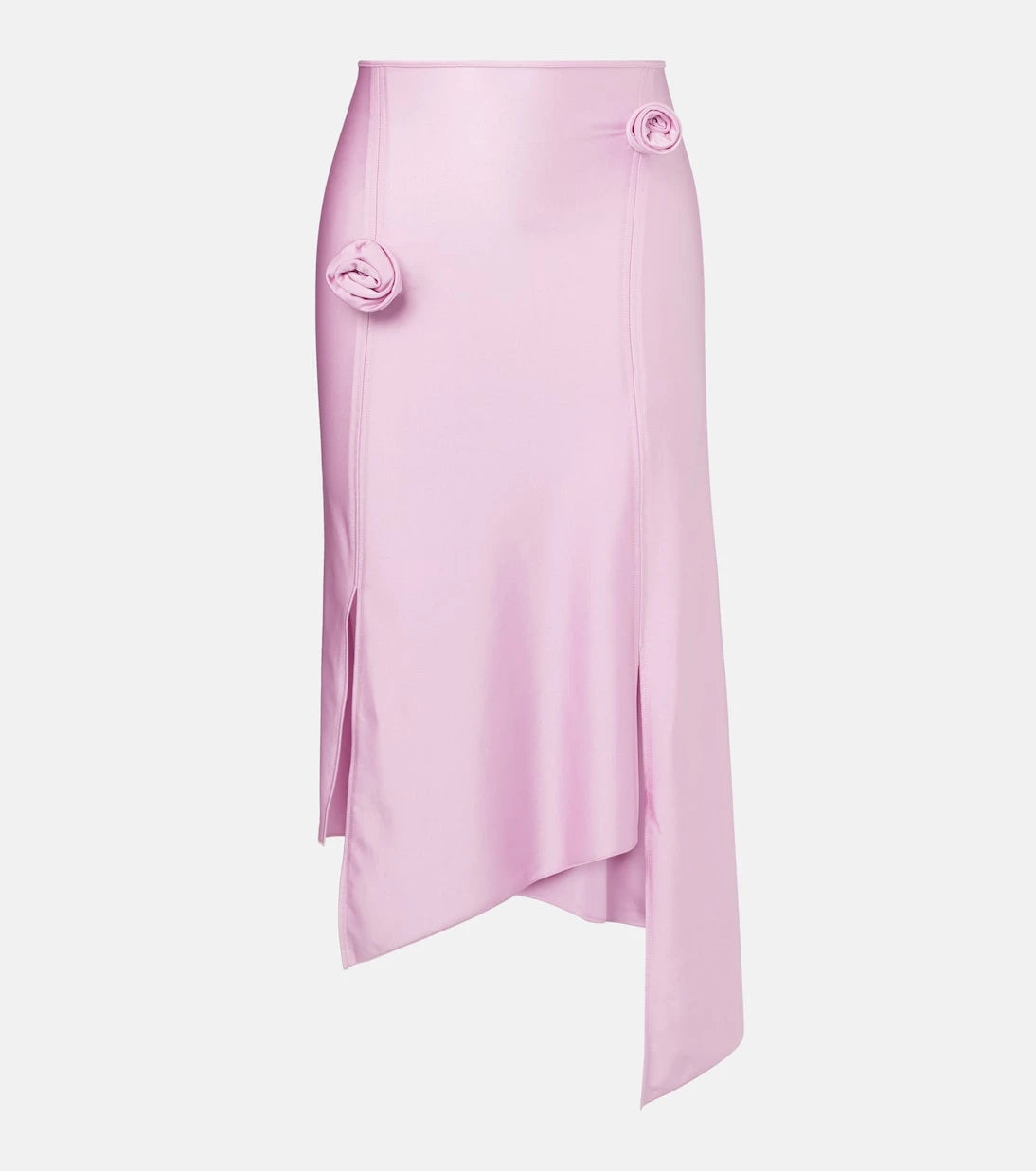 Coperni - Floral-appliqué satin midi skirt