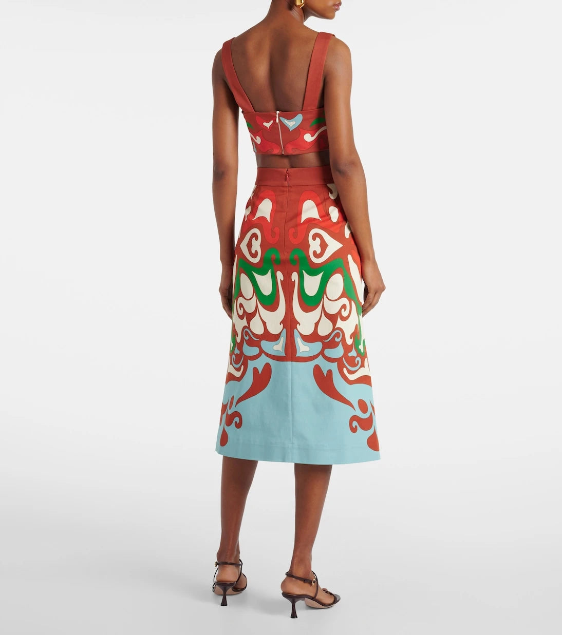 La DoubleJ - Baia printed cotton-blend midi skirt