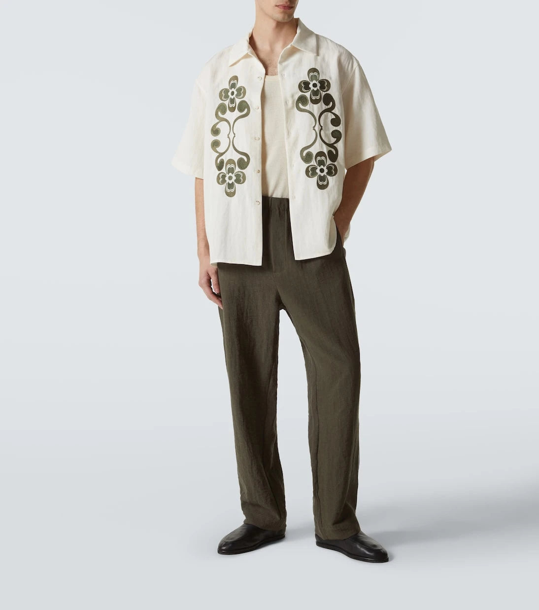 Commas - Reflection embroidered bowling shirt