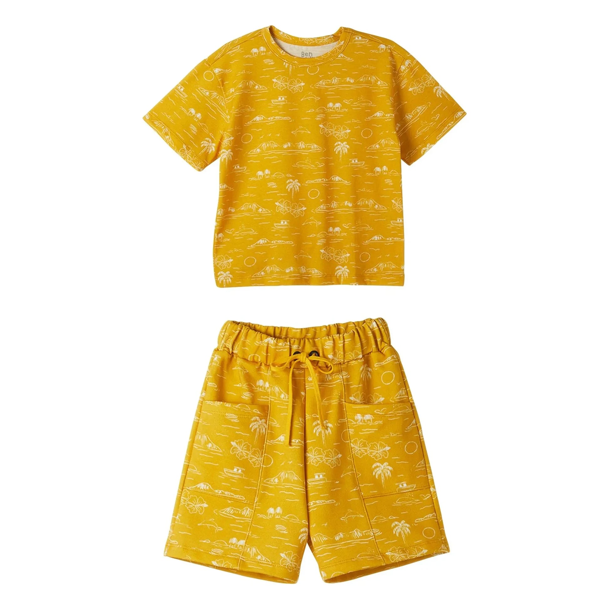 Fabula - Palm T-shirt and Bermuda shorts set | Yellow
