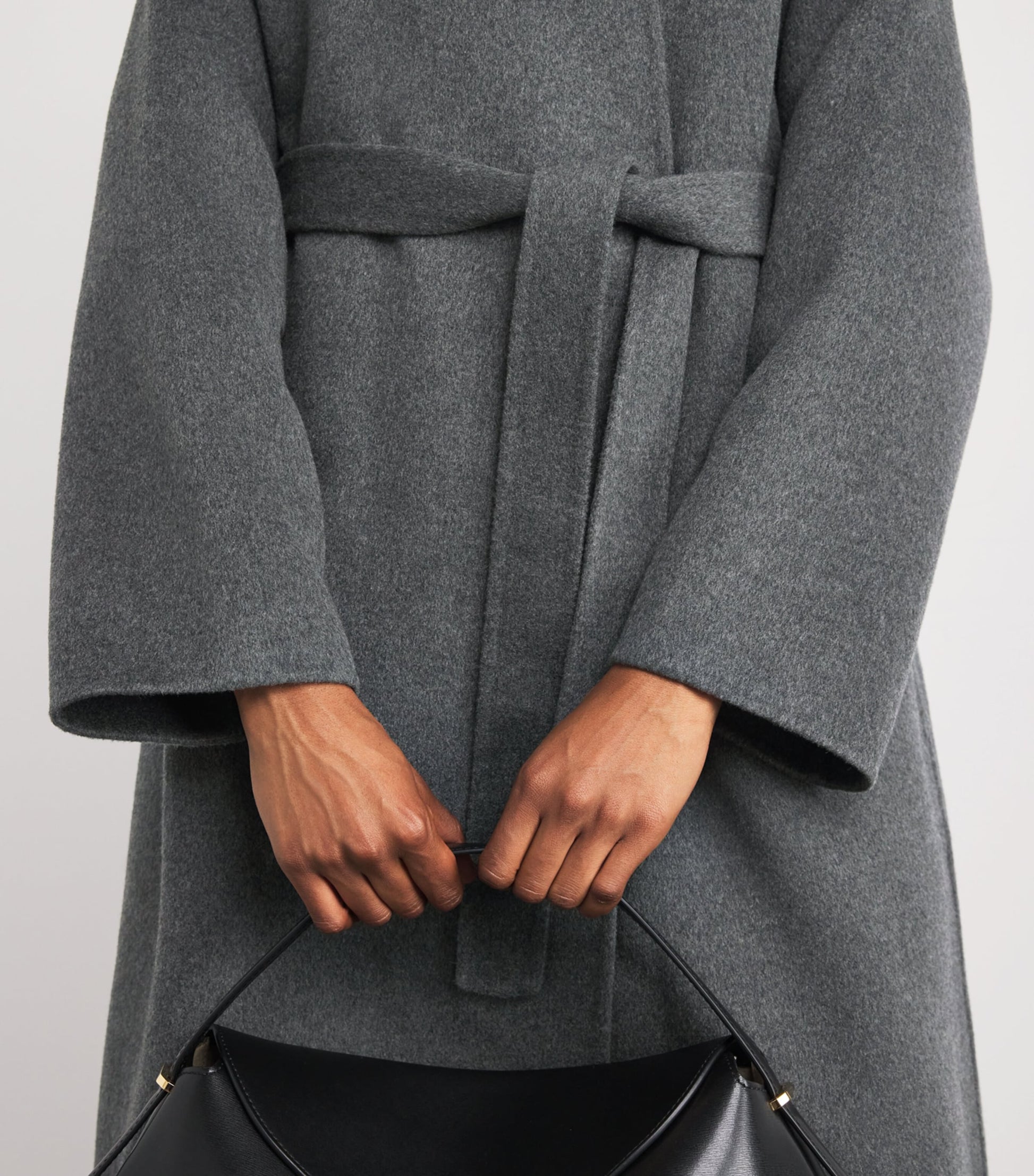 Johnstons Of Elgin Grey Cashmere Wrap Belt Long Coat