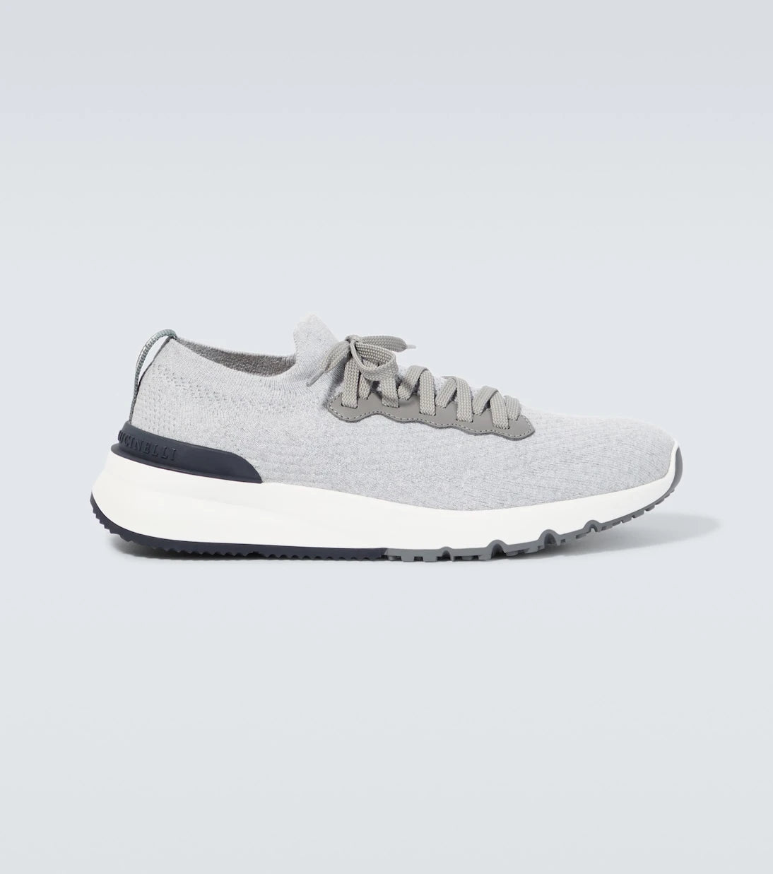 Brunello Cucinelli - Leather-trimmed knitted slip-on sneakers
