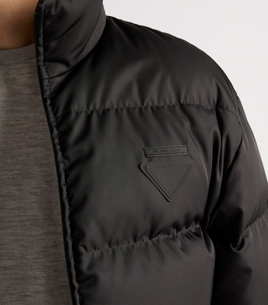 Prada Black Re-Nylon Logo Puffer Jacket